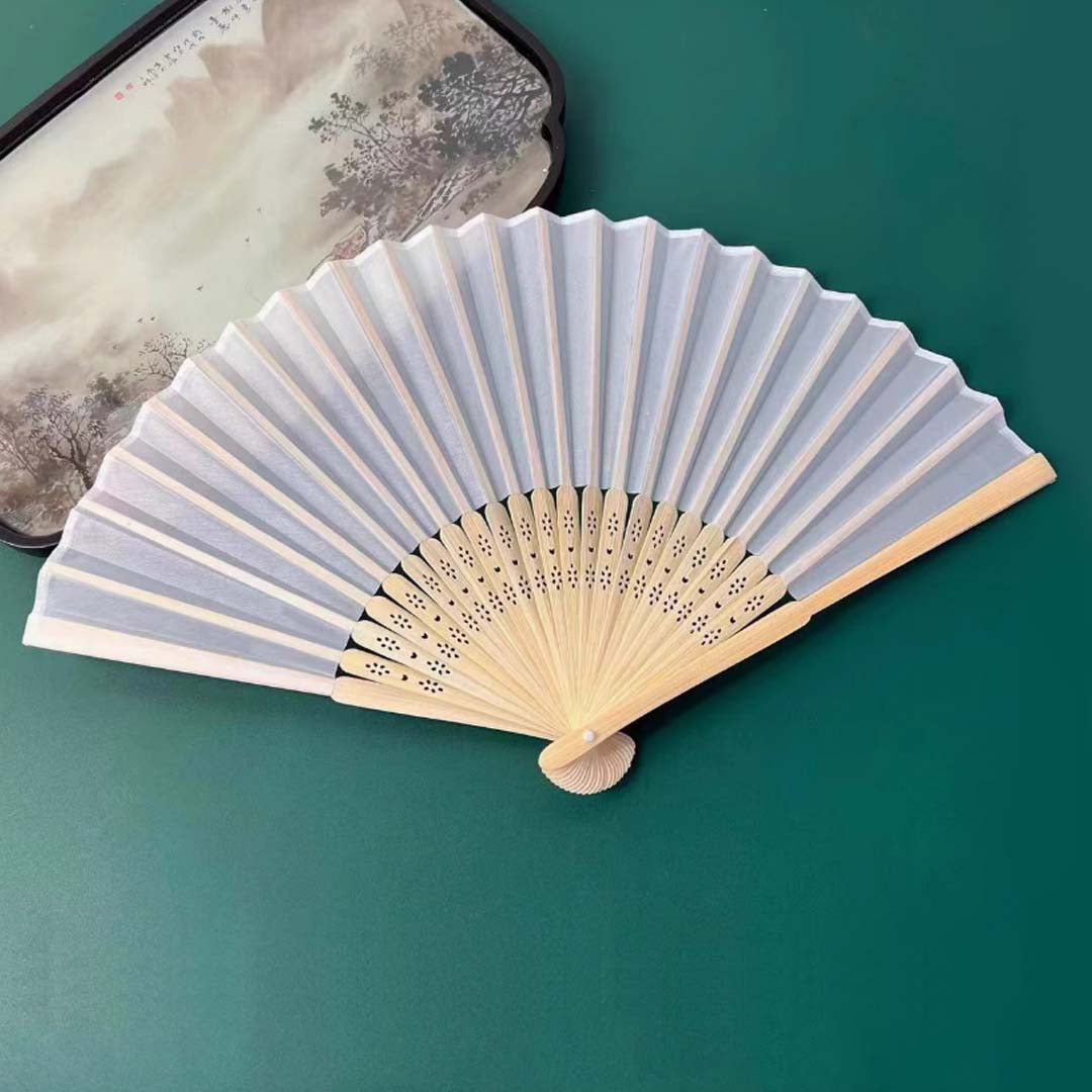 Cloth hand fan white design CL01 - wedding souvenir kahwin Malaysia