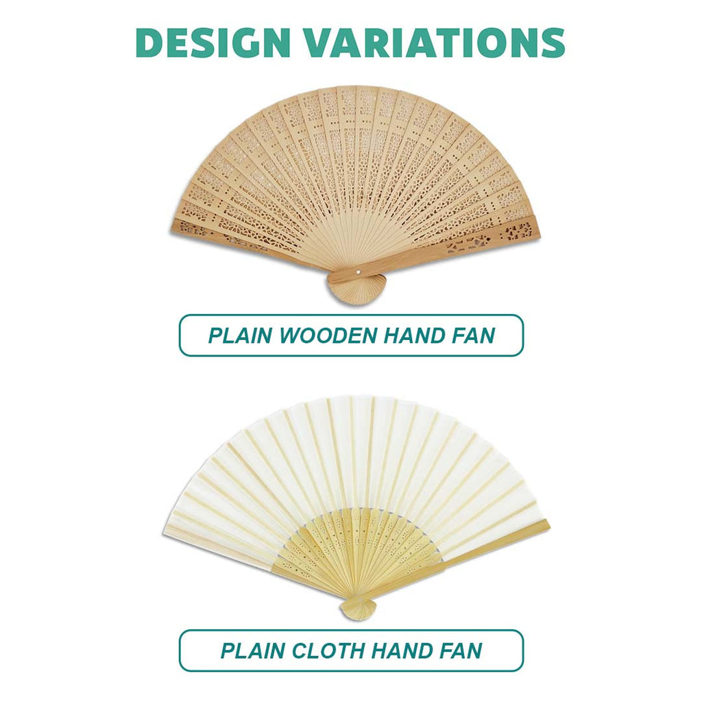 Wooden & Cloth Hand fan - design variations available for bulk Malaysia order