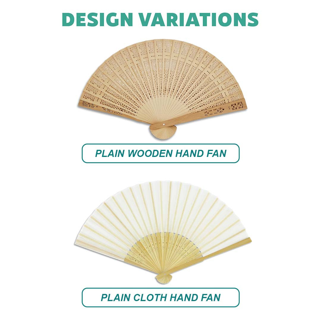Wooden & Cloth Hand fan - design variations available for bulk Malaysia order