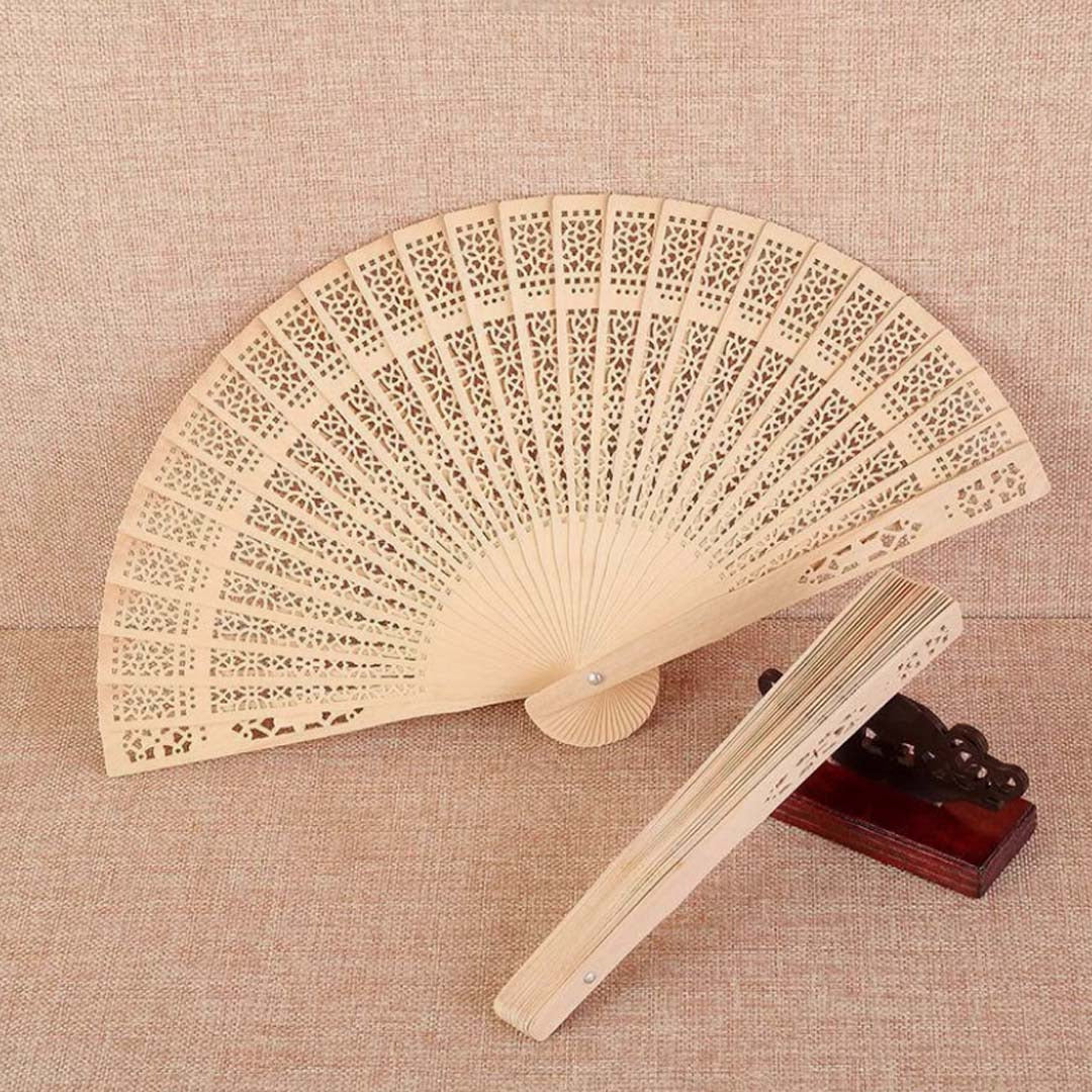 Wooden hand fan wood design WD01 - wedding souvenir kahwin