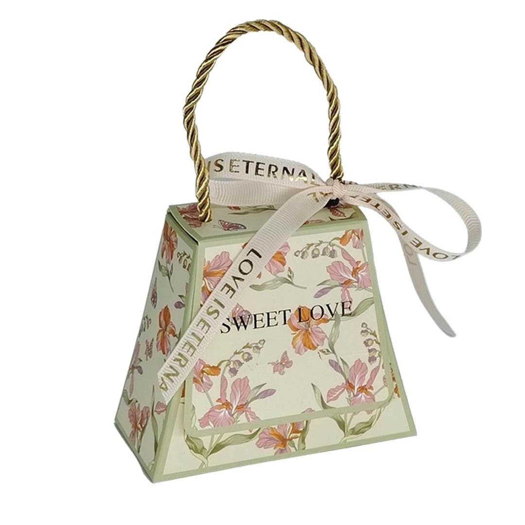 Hand Rope Trapezoid Gift Box design 013GR01 (green) - wedding favor / sweet box