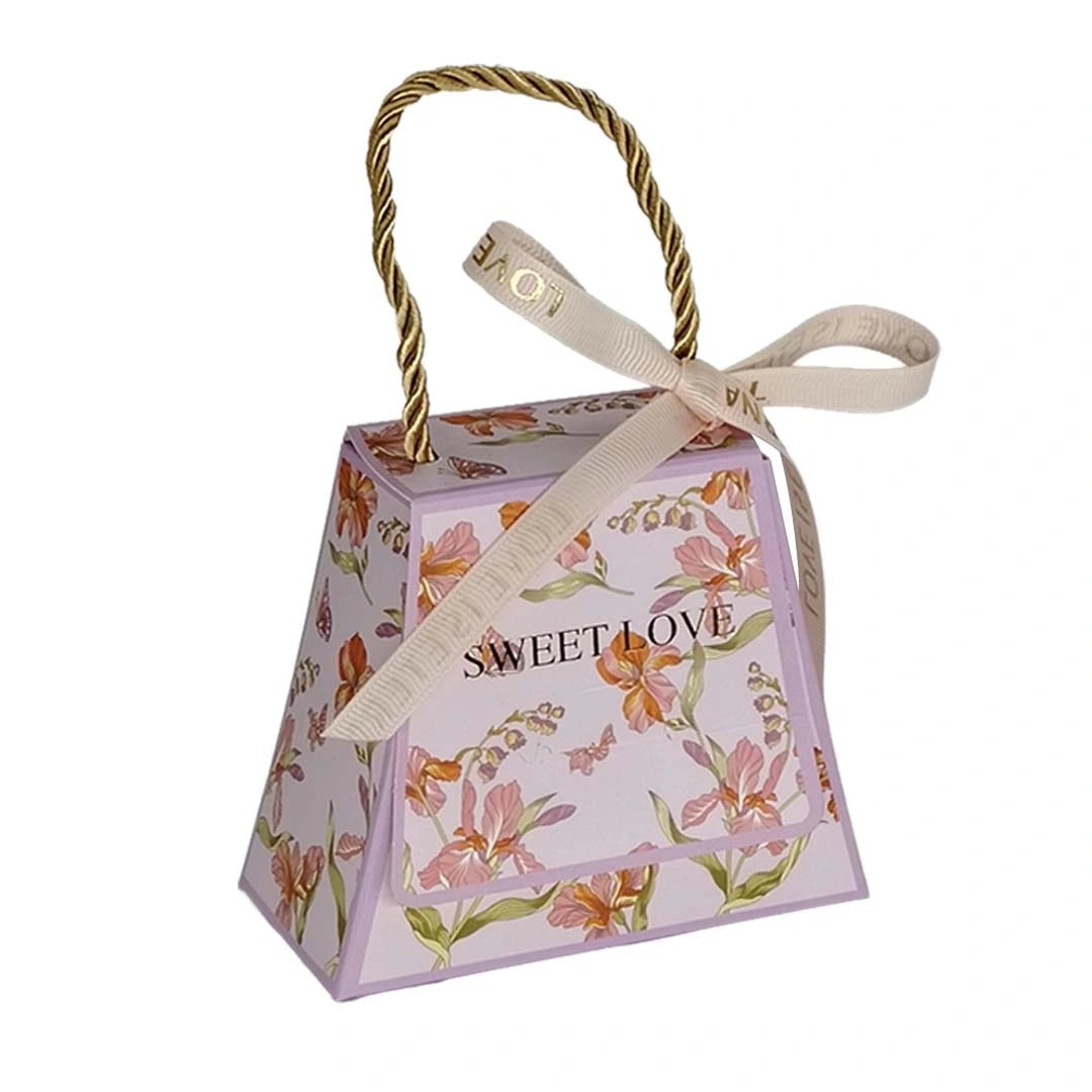 Hand Rope Trapezoid Gift Box design 013PP01 (purple) - wedding favor / sweet box