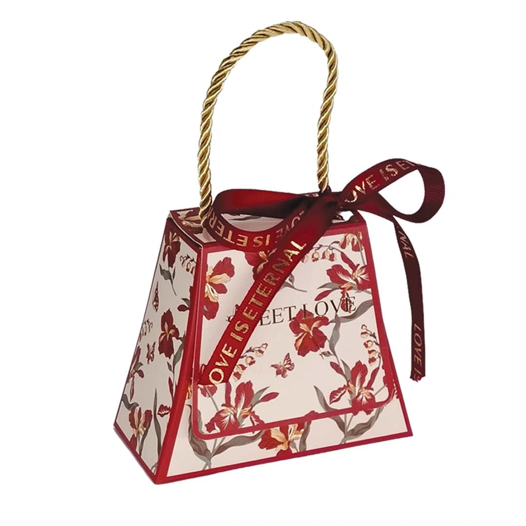 Hand Rope Trapezoid Gift Box design 013RD01 (red) - wedding favor / sweet box