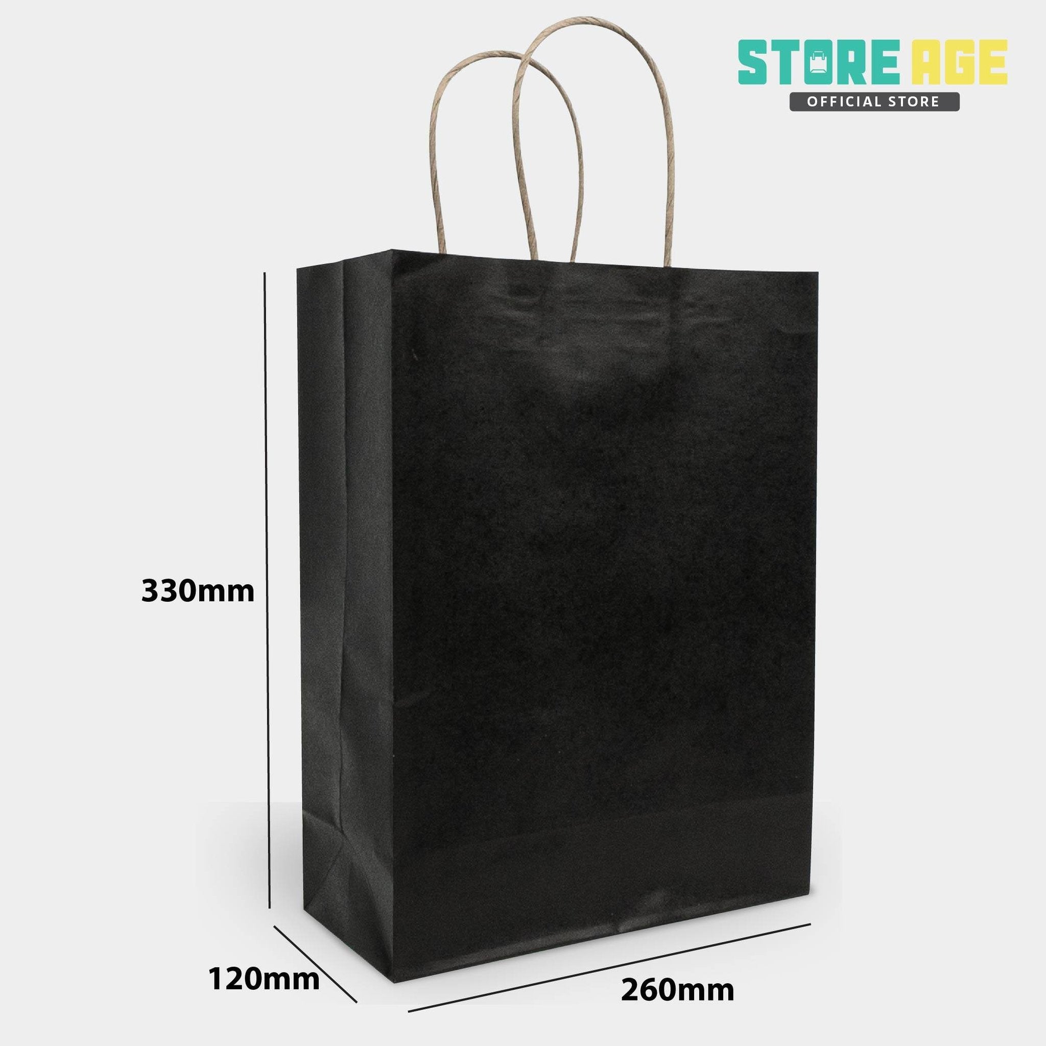 Black Color Kraft Paper Bag SIze L dimension 26 X 12 X 33 CM for wholesale gift bag Malaysia 