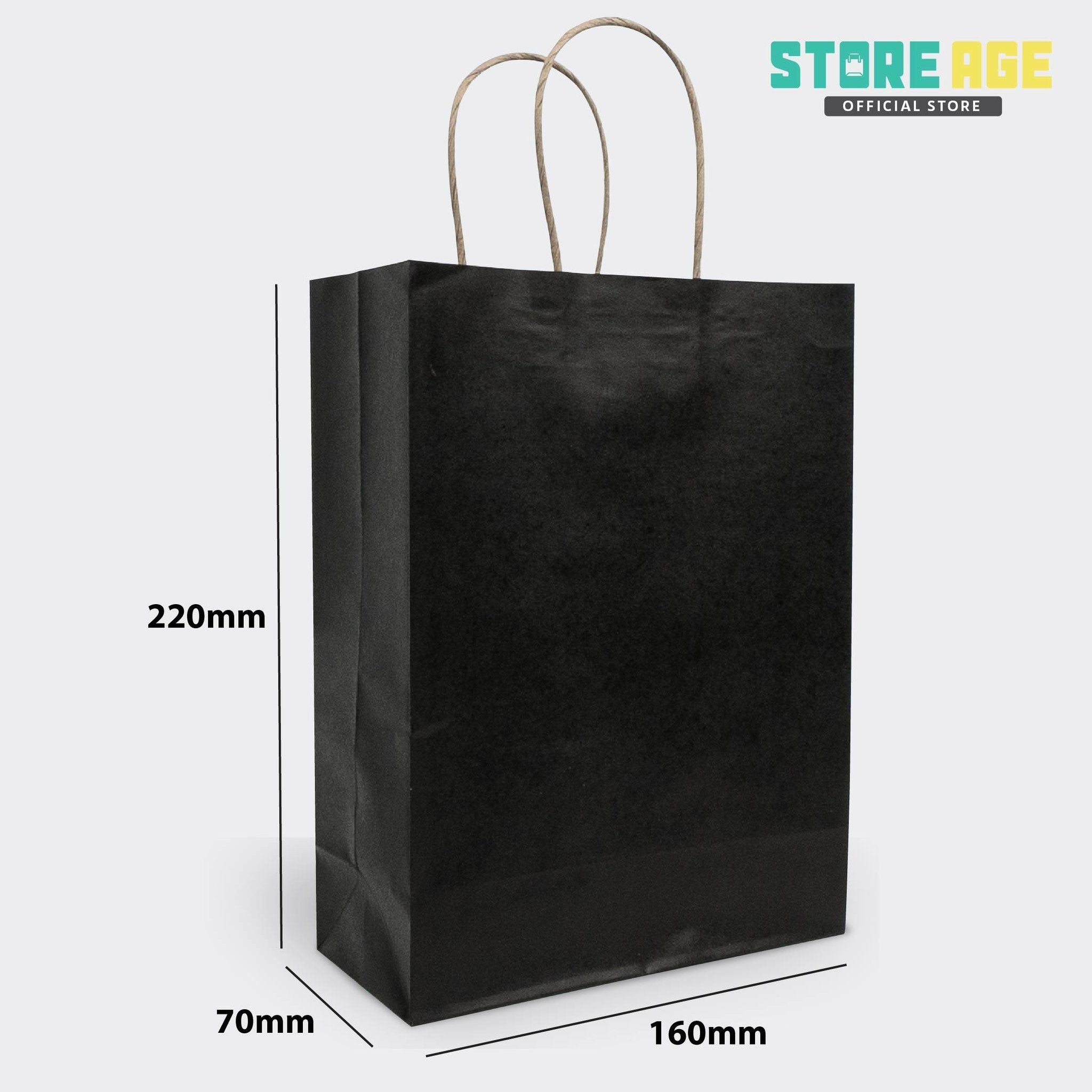 Black Color Kraft Paper Bag SIze S dimension  16 X 7 X 22 CM for wholesale gift bag Malaysia 