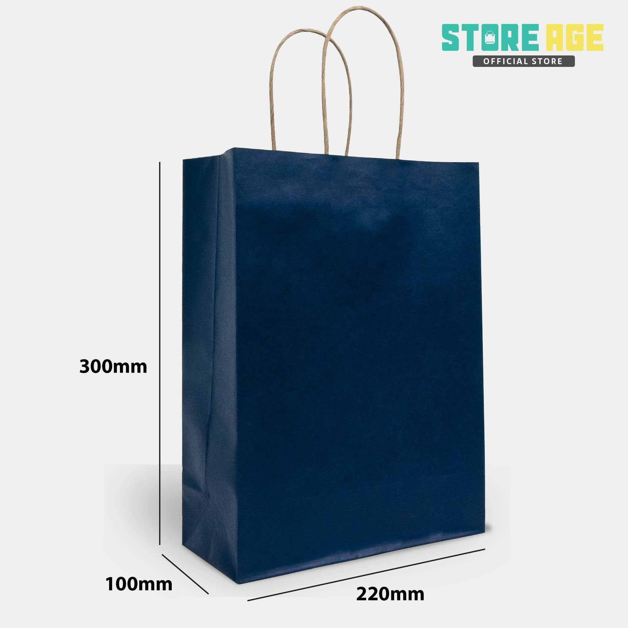 Blue Color Kraft Paper Bag  SIze M dimension  22 X 10 X 30 CM for wholesale gift bag Malaysia 