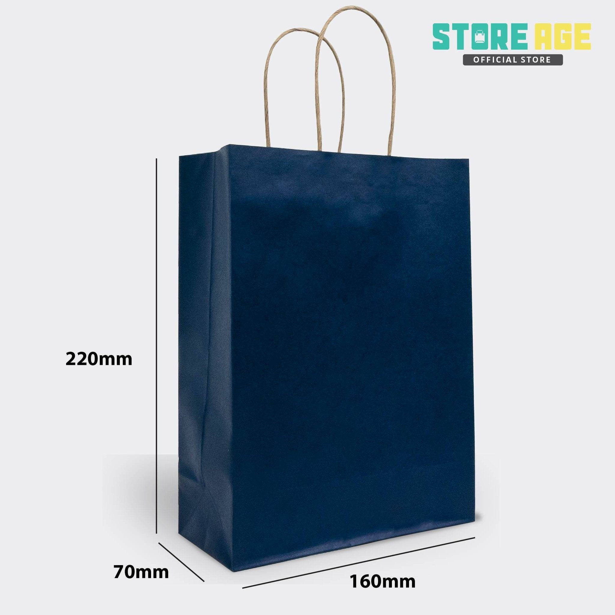 Blue Color Kraft Paper Bag SIze S dimension  16 X 7 X 22 CM for wholesale gift bag Malaysia 
