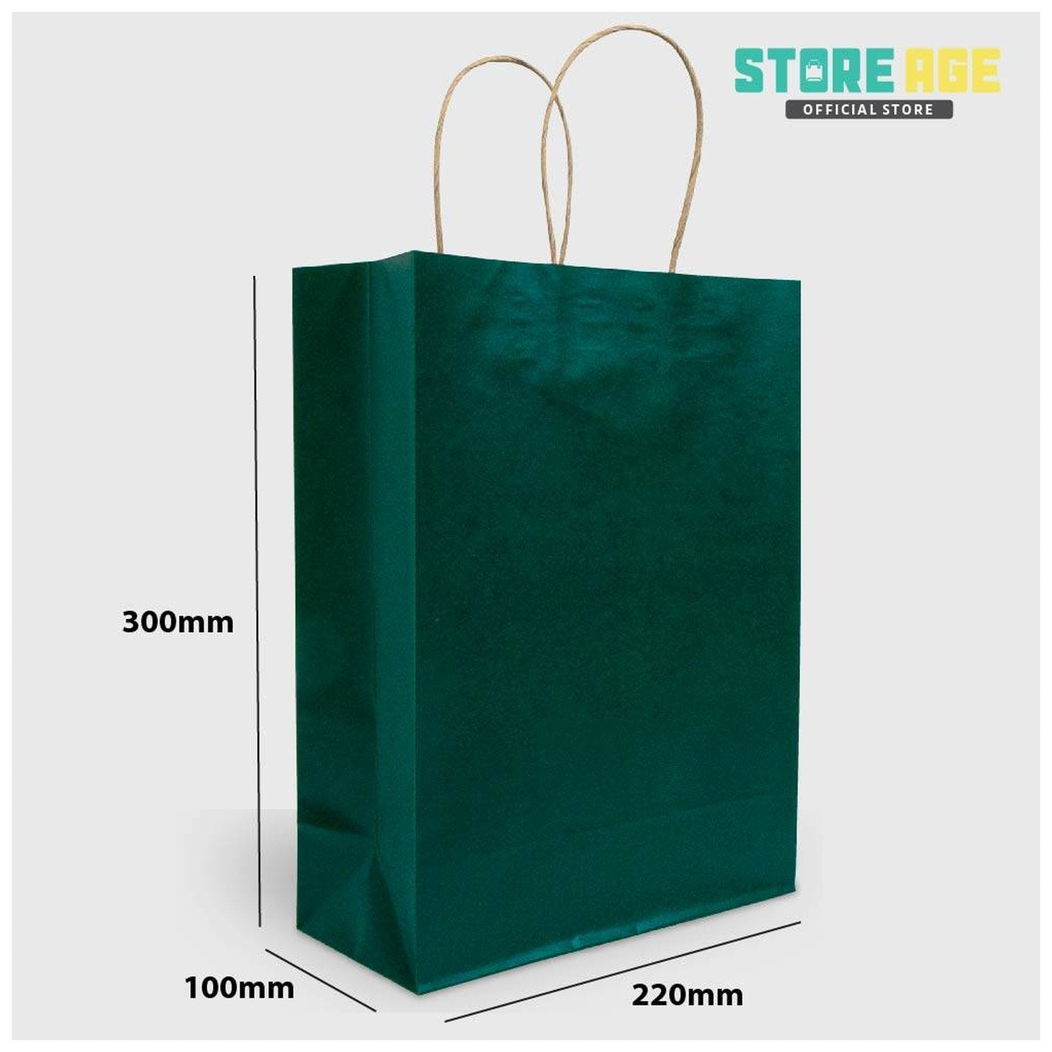 Green Color Kraft Paper Bag  SIze M dimension  22 X 10 X 30 CM for wholesale gift bag Malaysia 