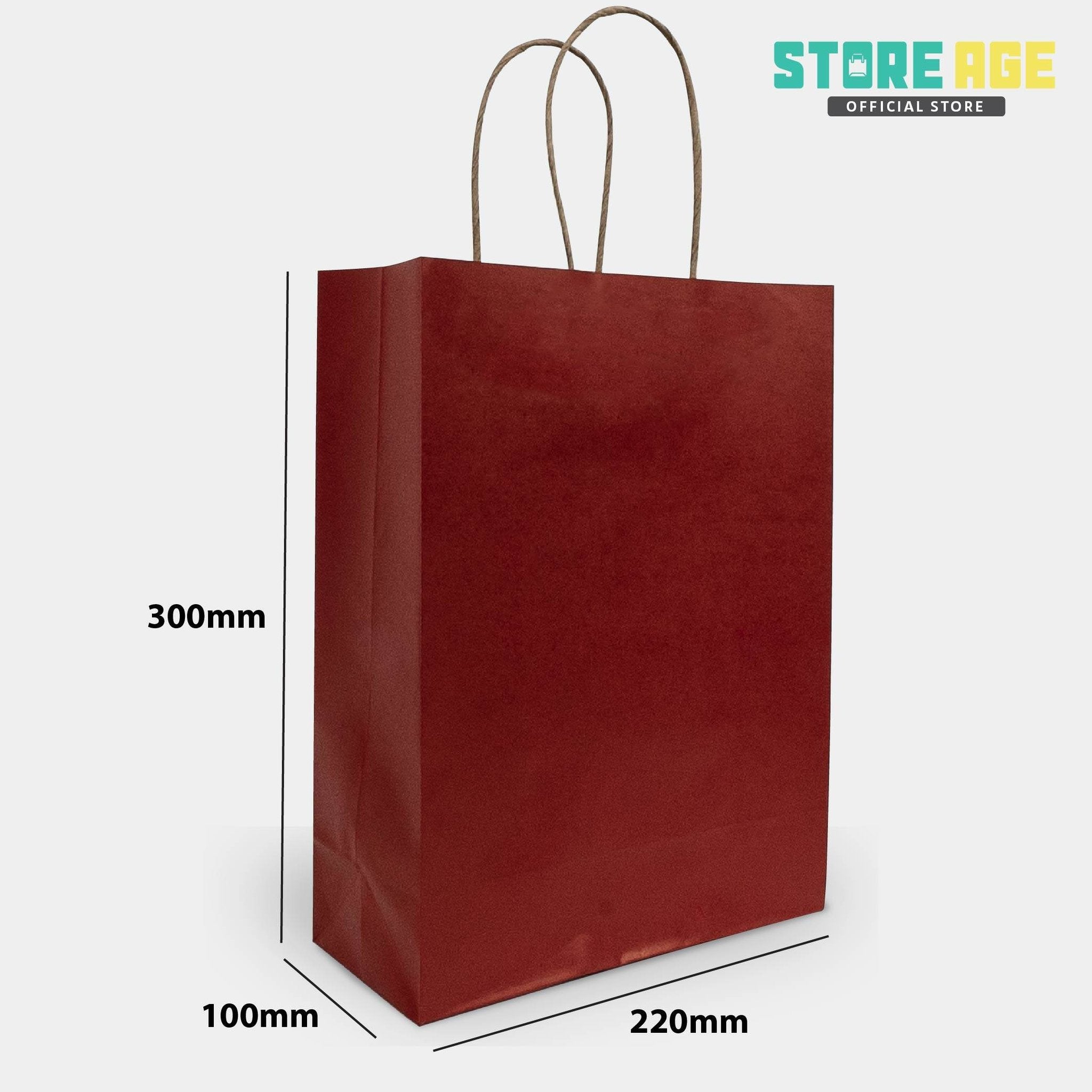 Red Color Kraft Paper Bag  SIze M dimension  22 X 10 X 30 CM for wholesale gift bag Malaysia 