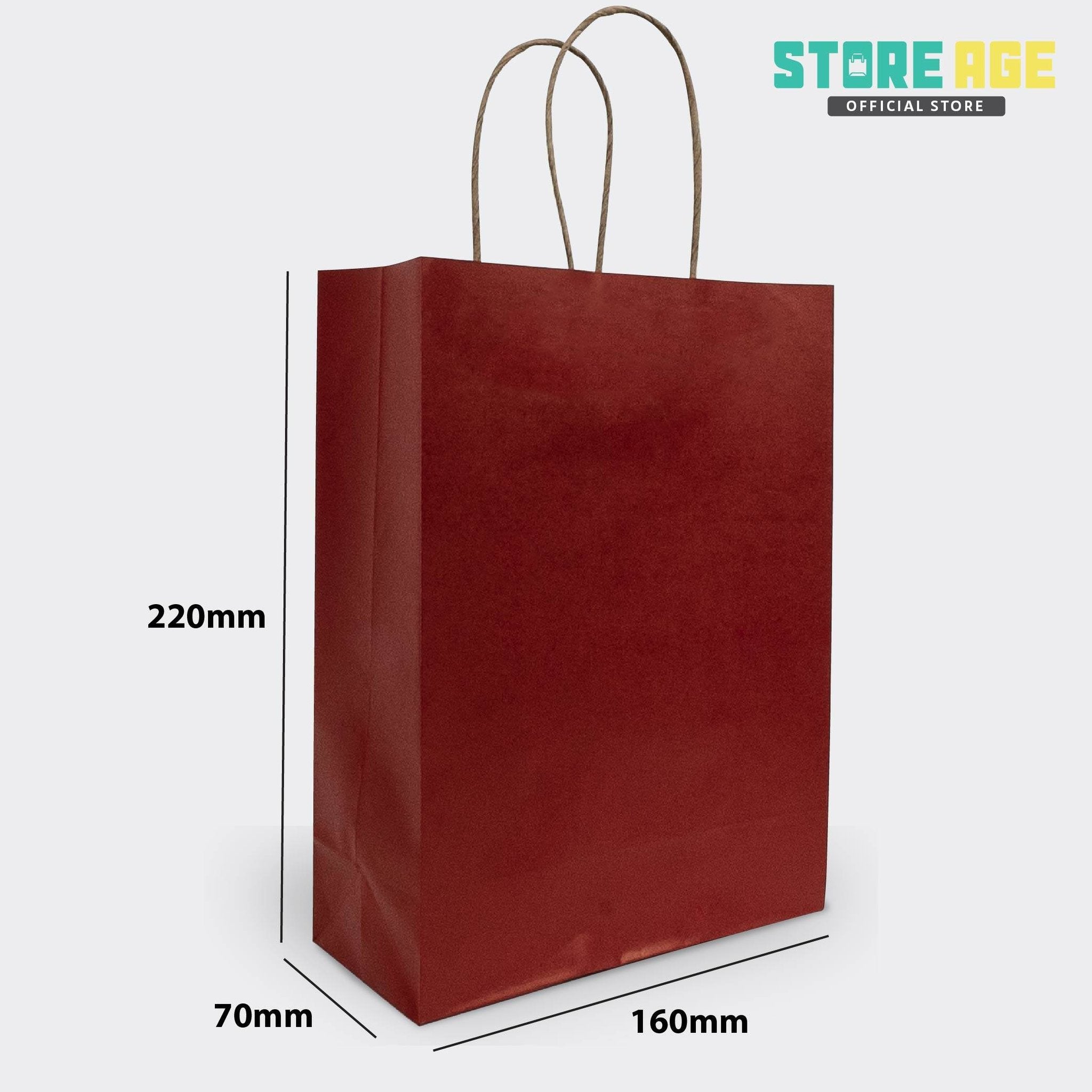 Red Color Kraft Paper Bag SIze S dimension  16 X 7 X 22 CM for wholesale gift bag Malaysia 