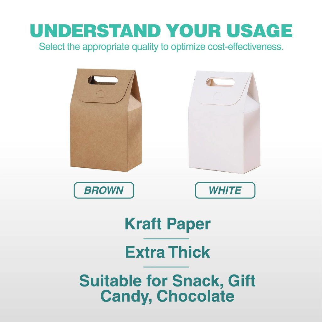 Brown & White Kraft Gift Box with Handle - doorgift kahwin packaging Malaysia