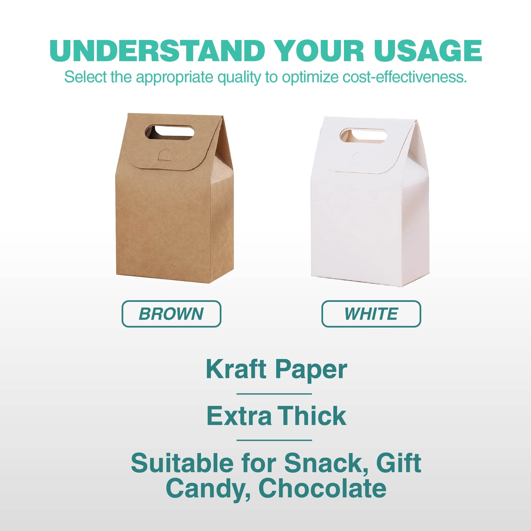 Brown & White Kraft Gift Box with Handle - doorgift kahwin packaging Malaysia