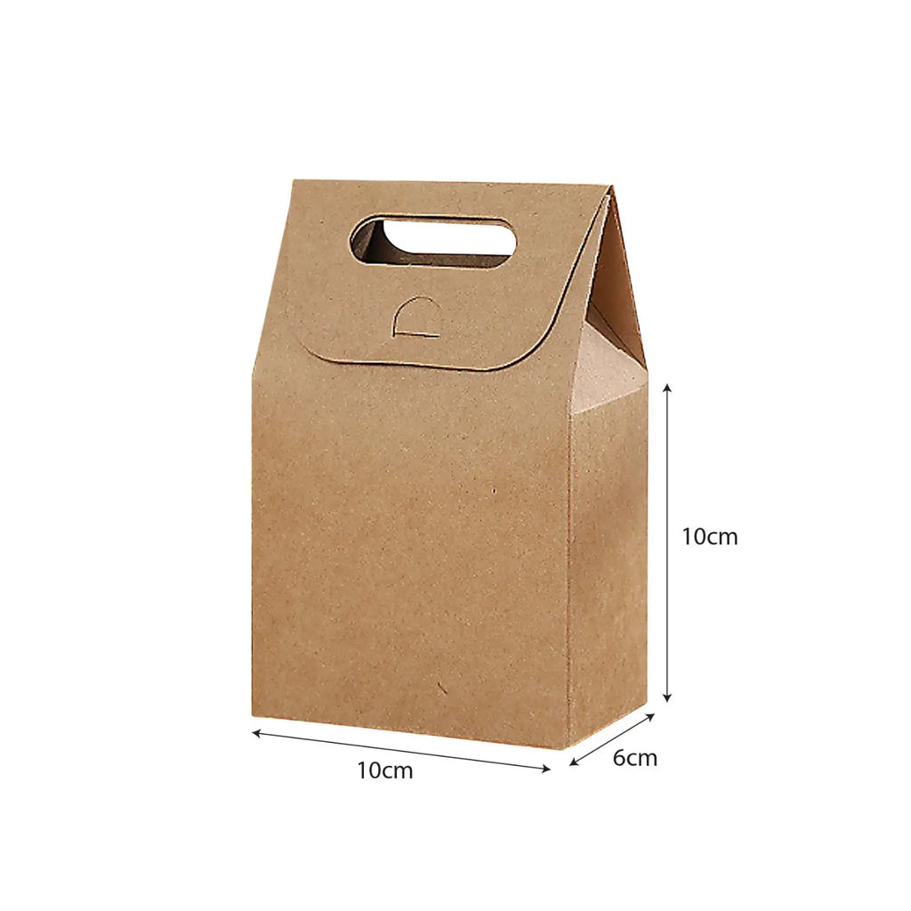 Brown Kraft Gift Box with Handle dimensions 10 X 6 X 10 cm - doorgift kahwin packaging Malaysia