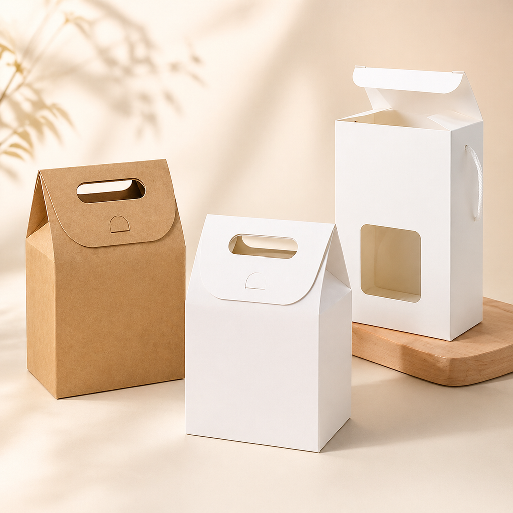 Kraft Paper Gift Box with Handle & String for doorgift kahwin packaging - wholesale Malaysia