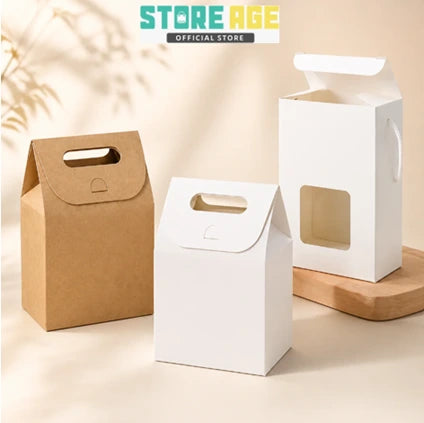 Kraft Paper Gift Box with Handle & String for doorgift kahwin packaging - wholesale Malaysia