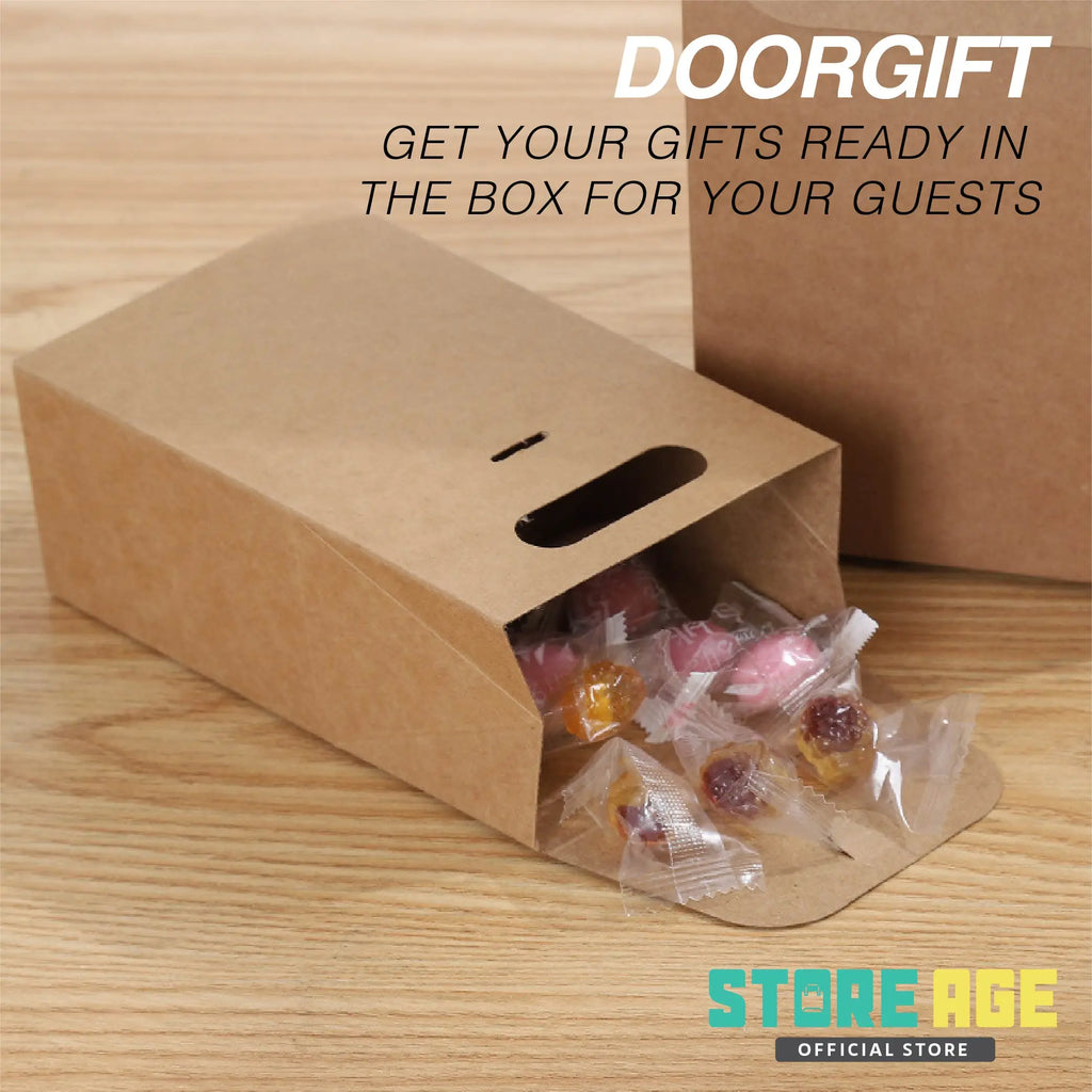 Brown Kraft Gift Box with Handle suitable gift packaging for guests in multiple events- doorgift kahwin packaging Malaysia