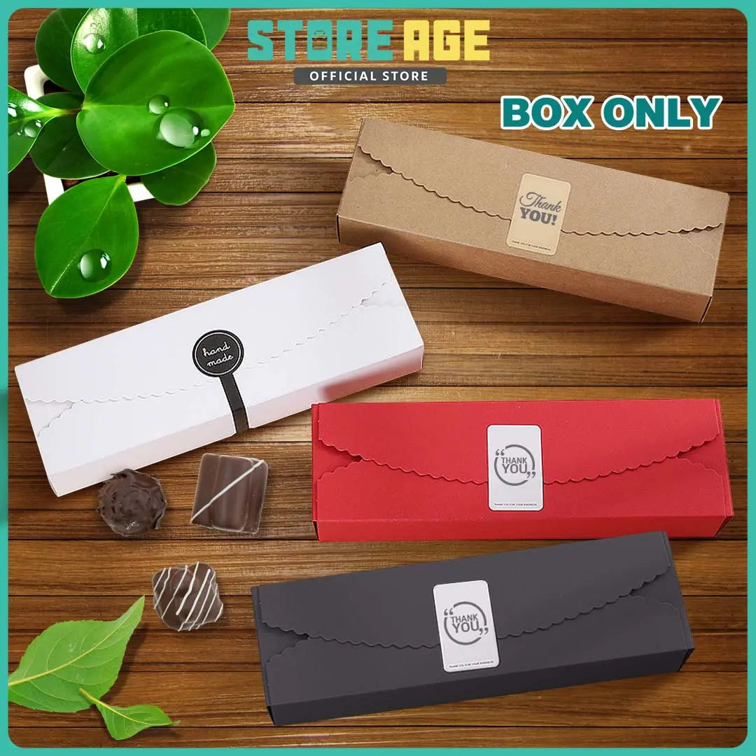 Candy Long Gift Box in red, brown, black & white kraft paper — wedding doorgift candy box wholesale Malaysia