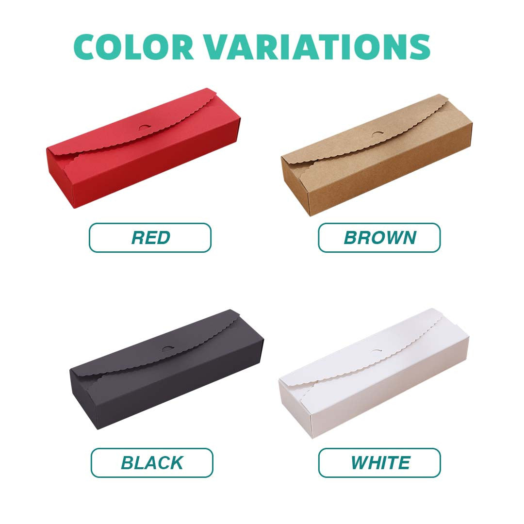 Candy Long Gift Box colour variations — red, brown, black & white kraft paper candy box Malaysia