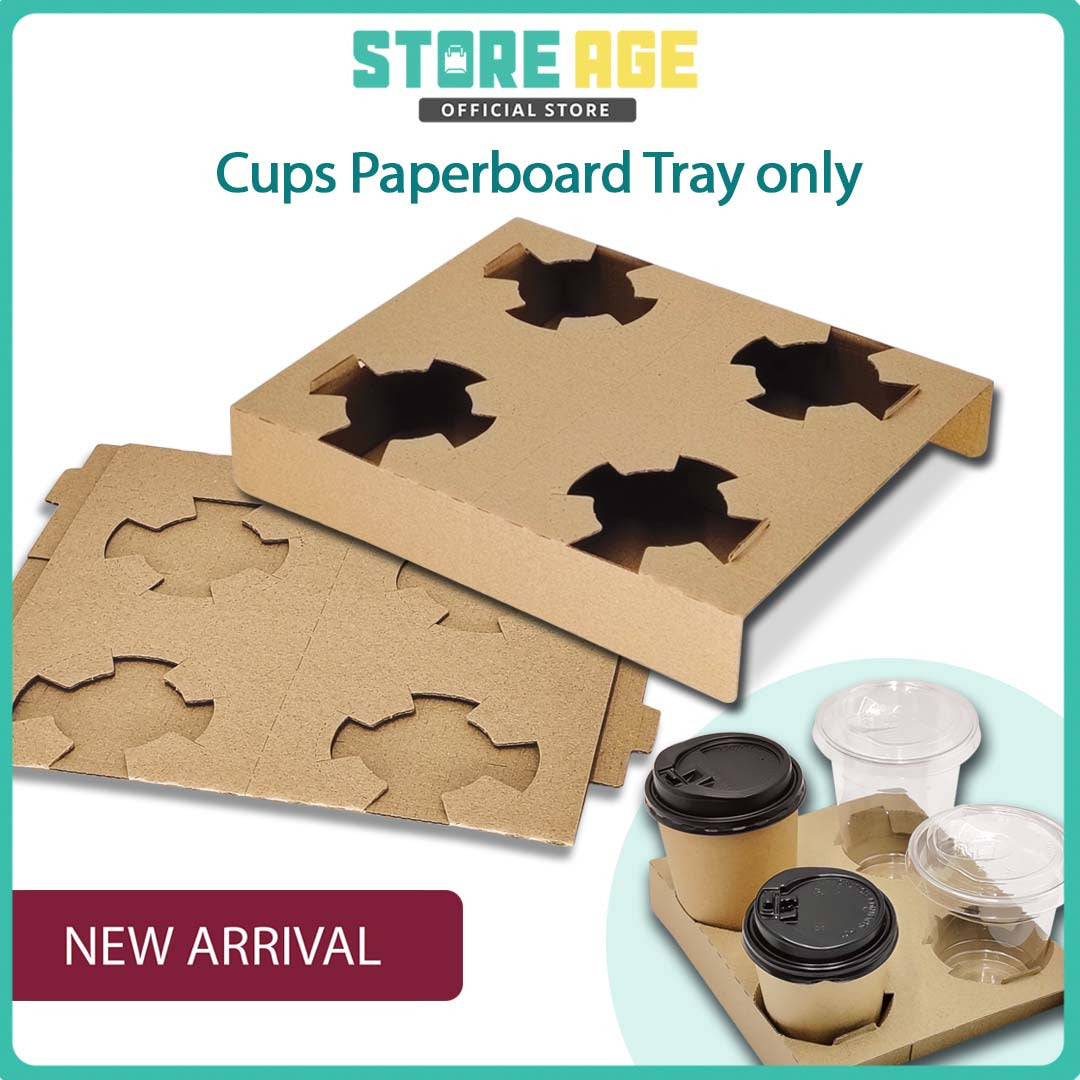 Brown 4 Cups Holder Cup Tray for F&B takeaway tray - wholesale Malaysia