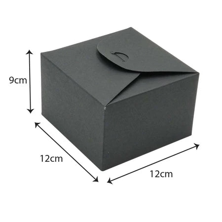 Black Kraft Square Candy Gift Box Size M - 12 X 12 X 9 cm dimensions for wholesale order Malaysia