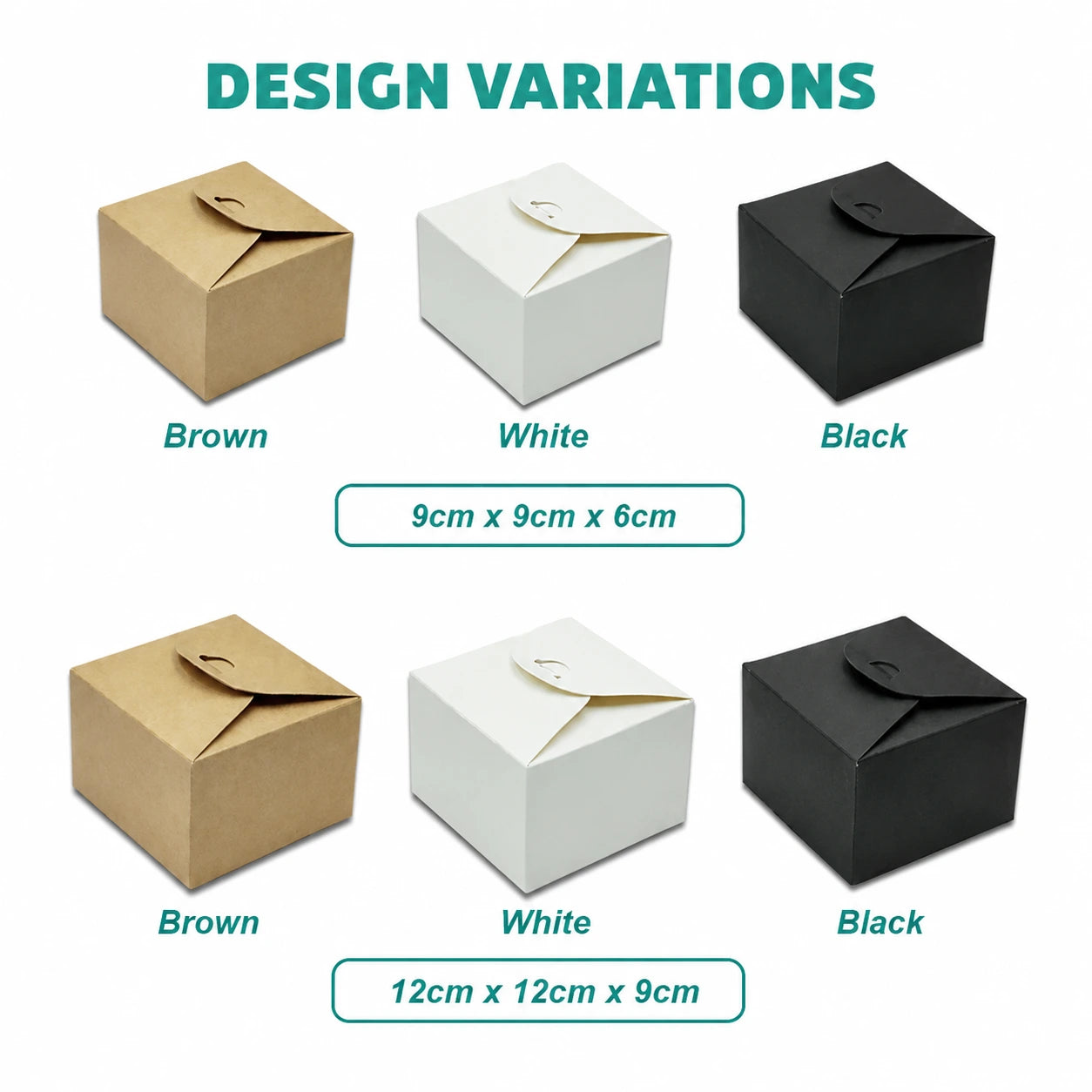 Kraft plain candy box in brown, white, black & red with 2 sizes — wedding doorgift box wholesale Malaysia