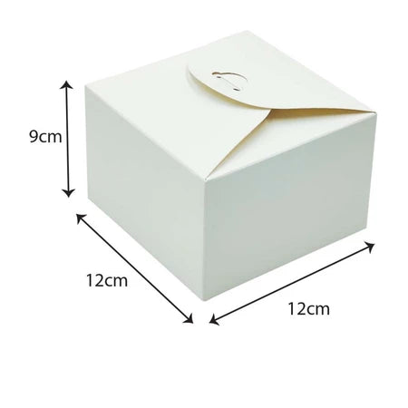 White Kraft Square Candy Gift Box Size M - 12 X 12 X 9 cm dimensions for wholesale order Malaysia