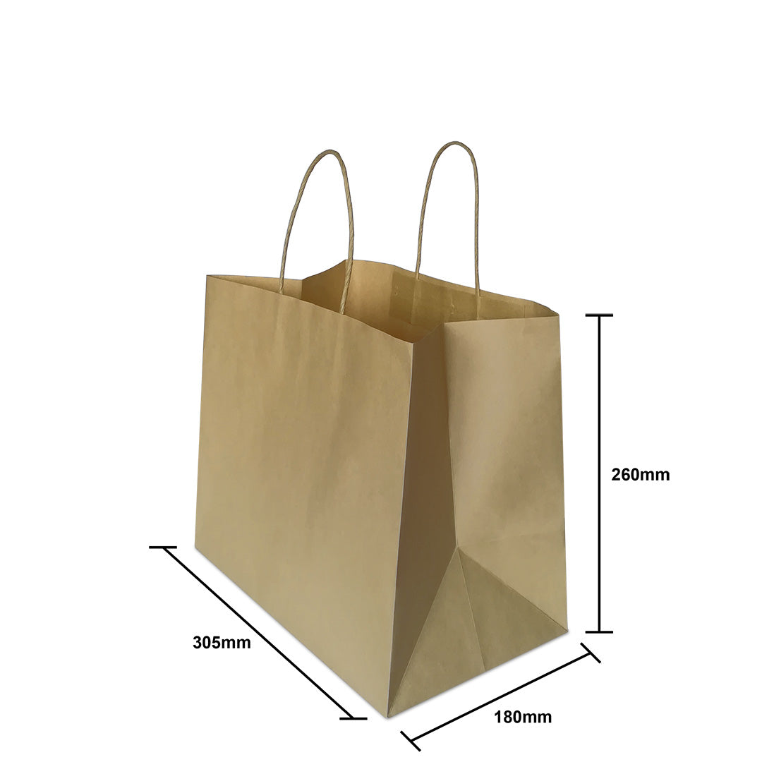 Brown Twisted Handle Paper Bag Size M (TH02) - 305 X 180 X 260 mm dimensions for wholesale order Malaysia