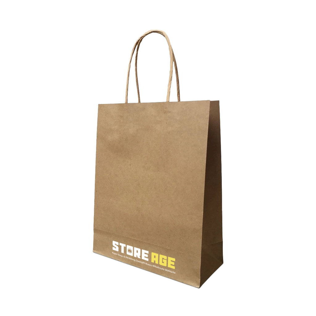 Brown Twisted Handle Paper Bag Size M (TH09) - 240 X 120 X 300 mm dimensions for wholesale custom order Malaysia