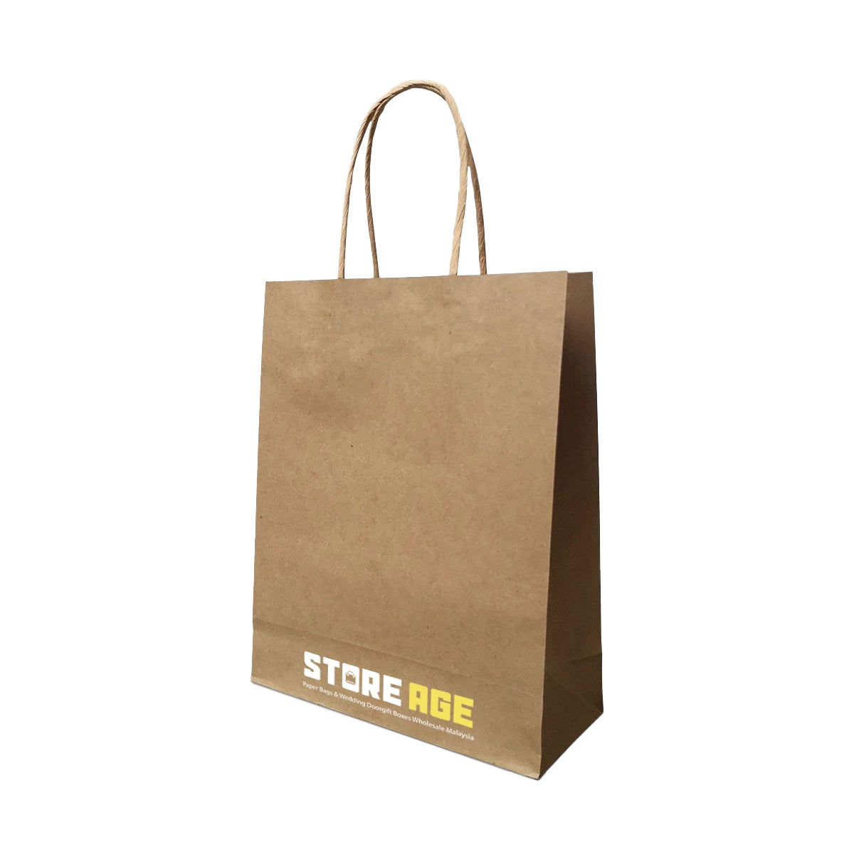 Brown Twisted Handle Paper Bag Size M (TH09) - 240 X 120 X 300 mm dimensions for wholesale custom order Malaysia