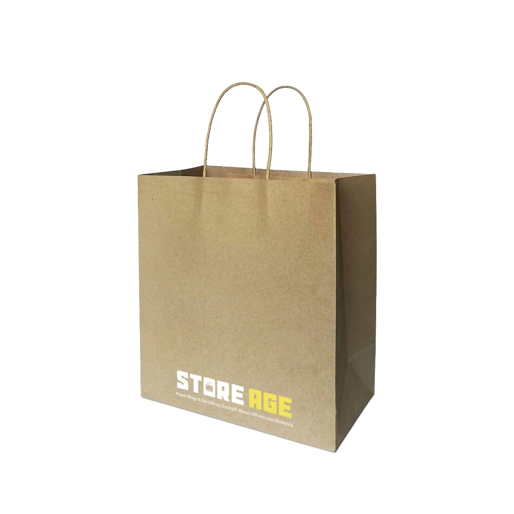 Brown Twisted Handle Paper Bag Size M (TH10) - 280 X 150 X 280 mm dimensions for wholesale custom order Malaysia