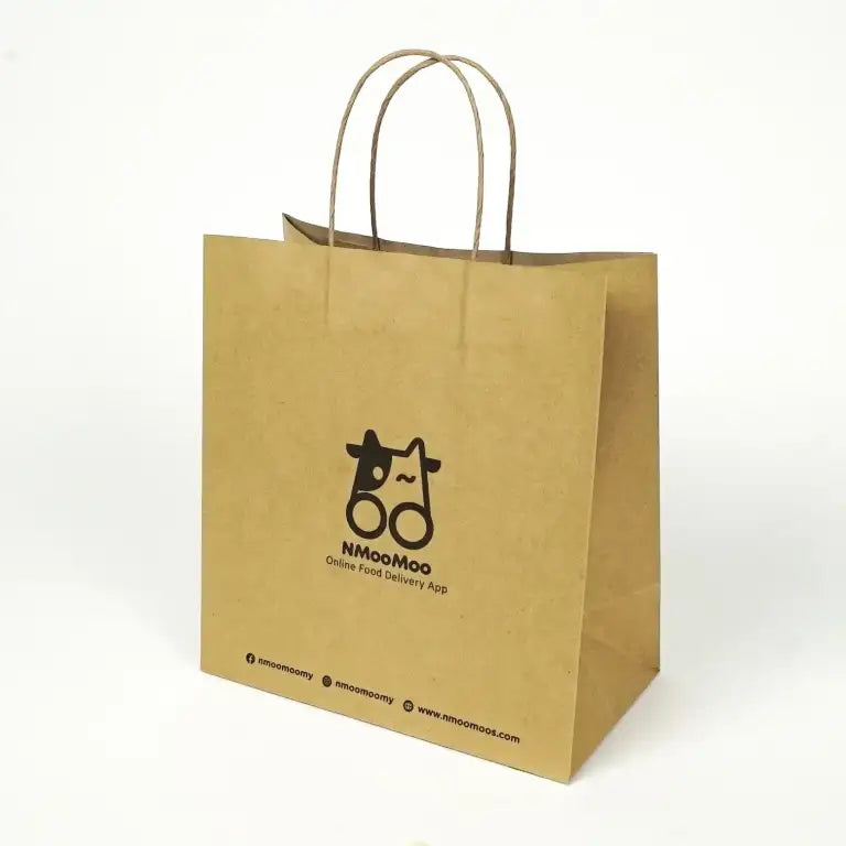 kraft brown paper bag twiste dhandle custom printing logo brand available for bulk order Malaysia