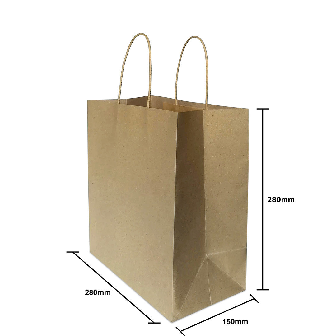 Brown Twisted Handle Paper Bag Size M (TH10) - 280 X 150 X 280 mm dimensions for wholesale order Malaysia