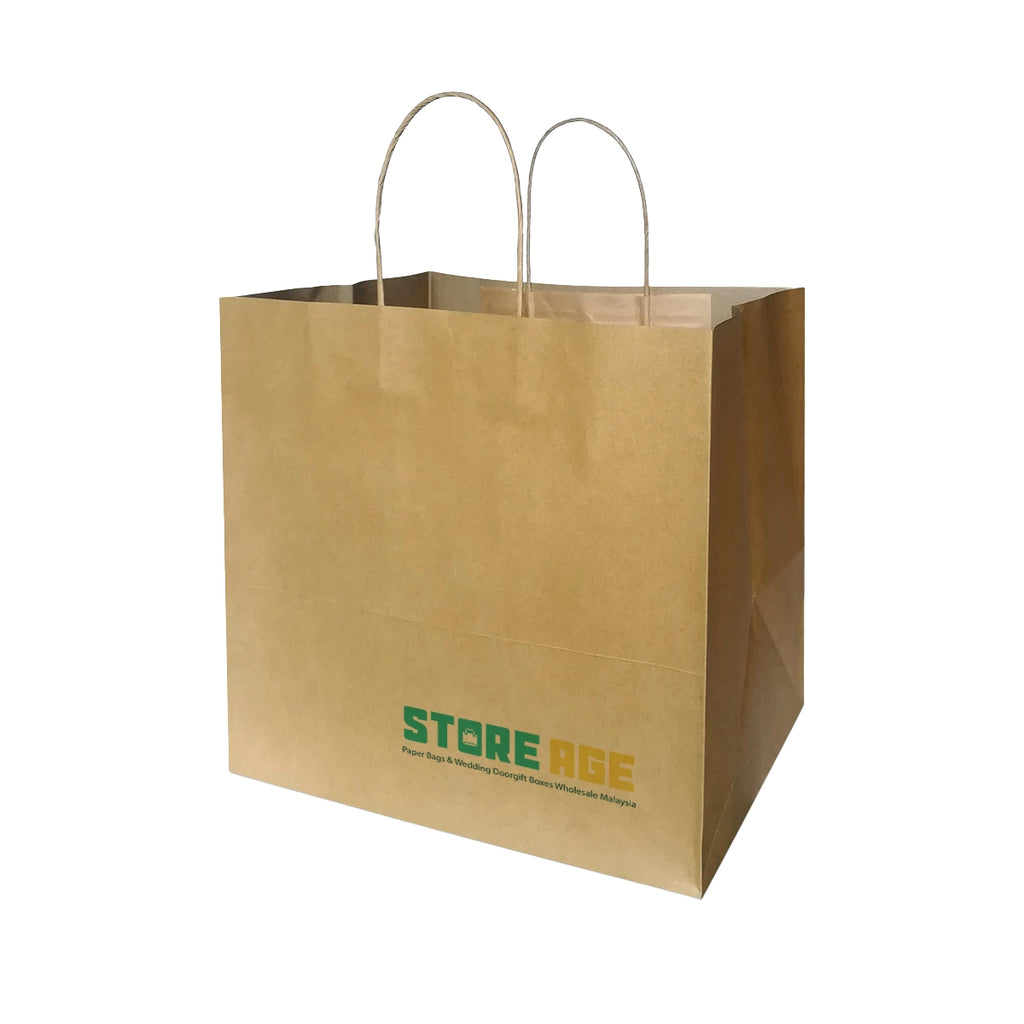 Kraft brown twisted handle size XL available for custom printing logo wholesale Malaysia