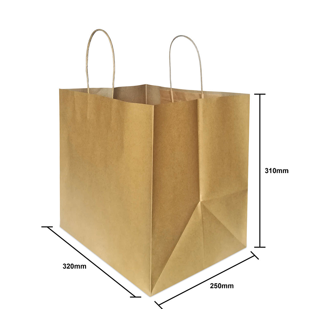 Brown Twisted Handle Paper Bag Size XL - 320 X 250 X 310 mm dimensions for wholesale order Malaysia