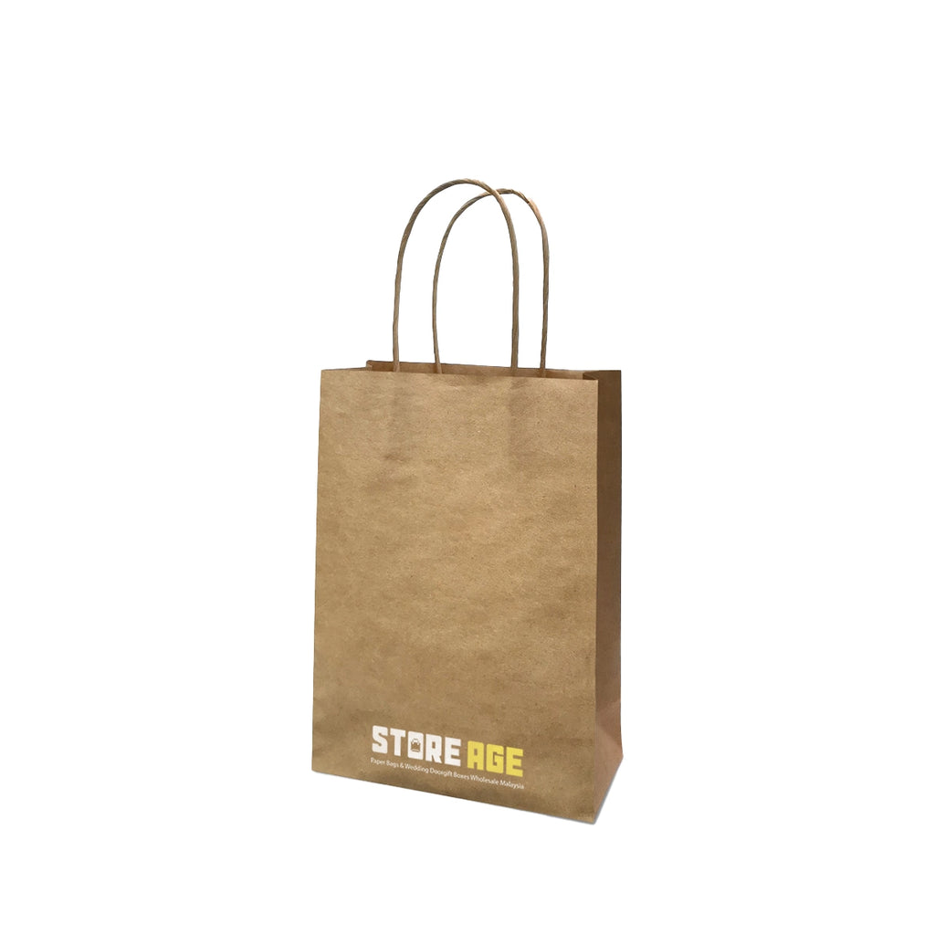 Kraft brown twisted handle size XXS available for custom printing logo wholesale Malaysia