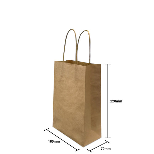 Brown Twisted Handle Paper Bag Size XXS - 160 X 70 X 220 mm dimensions for wholesale order Malaysia