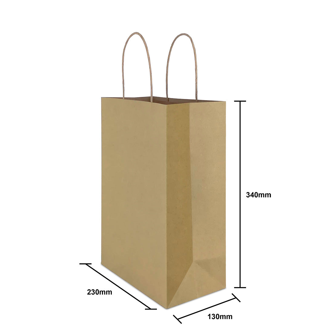 Brown Twisted Handle Paper Bag Size L - 230 X 130 X 340 mm dimensions for wholesale order Malaysia