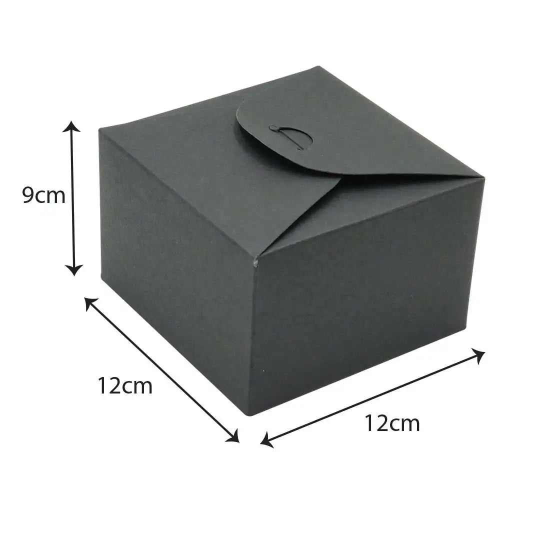 Black Kraft Square Candy Gift Box Size M - 12 X 12 X 9 cm dimensions for wholesale order Malaysia