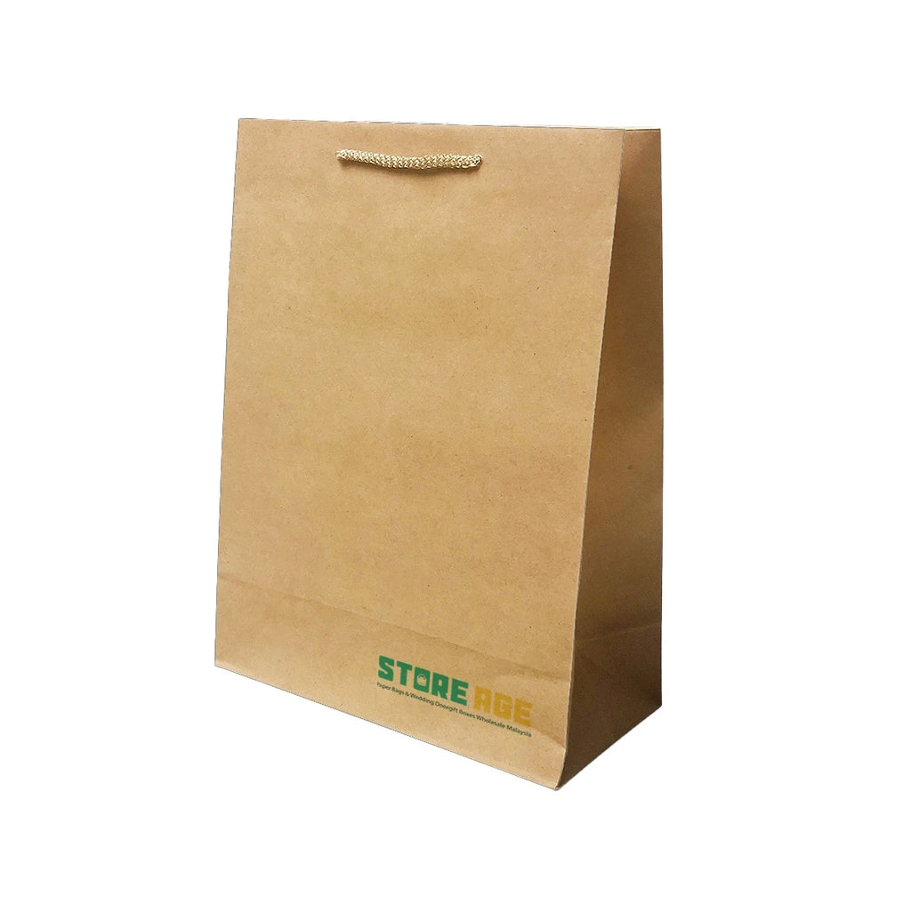 Rope Handle Brown Kraft Paper Bag Size L dimensions for wholesale order