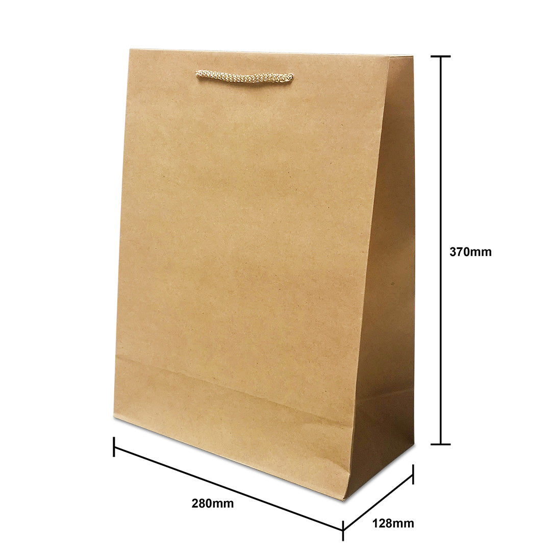 Rope Handle Brown Kraft Paper Bag Size L dimensions for wholesale order