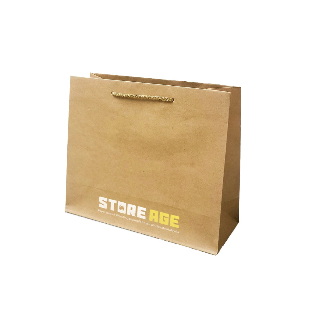 Rope Handle Brown Kraft Paper Bag Size M dimensions for wholesale order