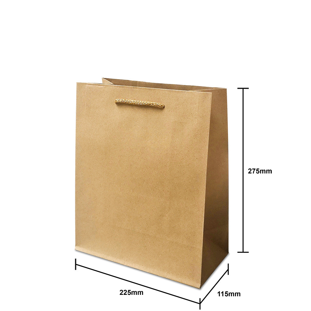 Rope Handle Brown Kraft Paper Bag Size S dimensions for wholesale order