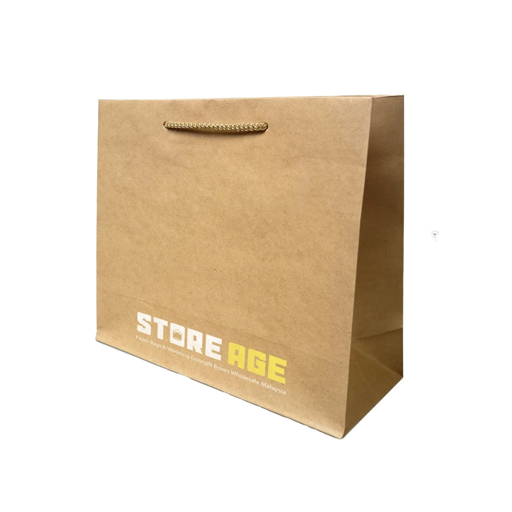 Rope Handle Brown Kraft Paper Bag Size XL dimensions for wholesale custom order