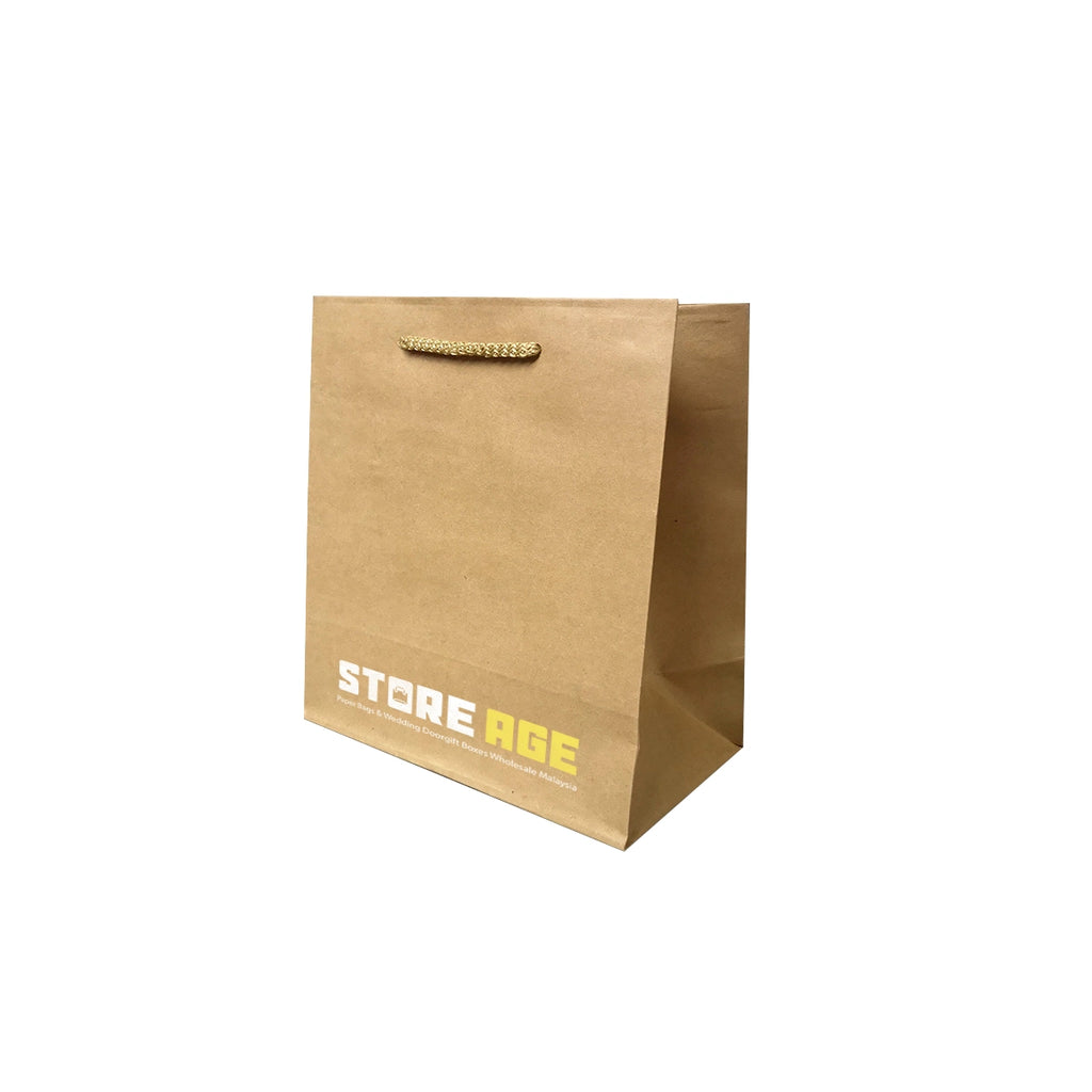 Rope Handle Brown Kraft Paper Bag Size XS dimensions for wholesale order