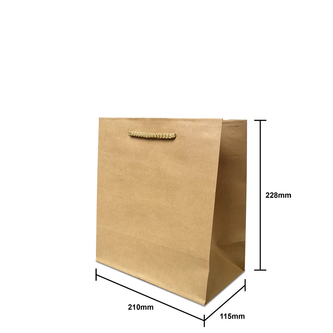 Rope Handle Brown Kraft Paper Bag Size XXS dimensions for wholesale order