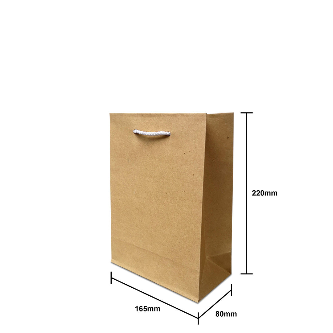 Rope Handle Brown Kraft Paper Bag Size XXS dimensions for wholesale order