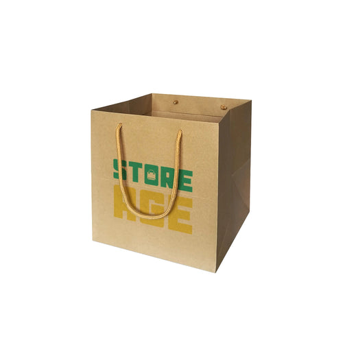 Kraft Square Cake Bag Size M (SQ01) – 245 x 245x 250 mm Cake Packaging Bag for bakery & dessert Wholesale Custom Order Malaysia