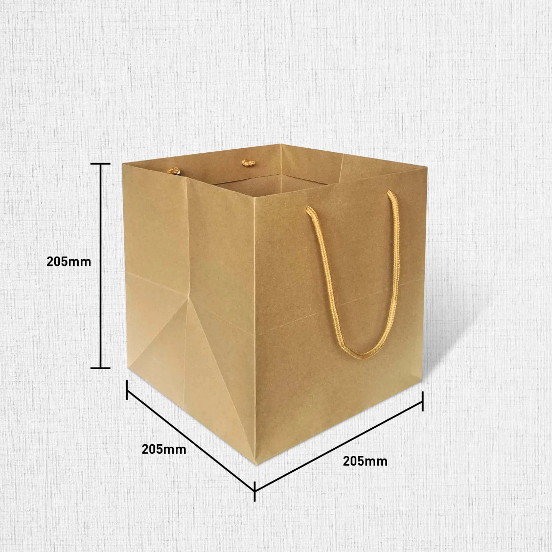 Kraft Square Cake Bag Size S (SQ07) - 205 X 205 X 205 mm dimensions for wholesale order