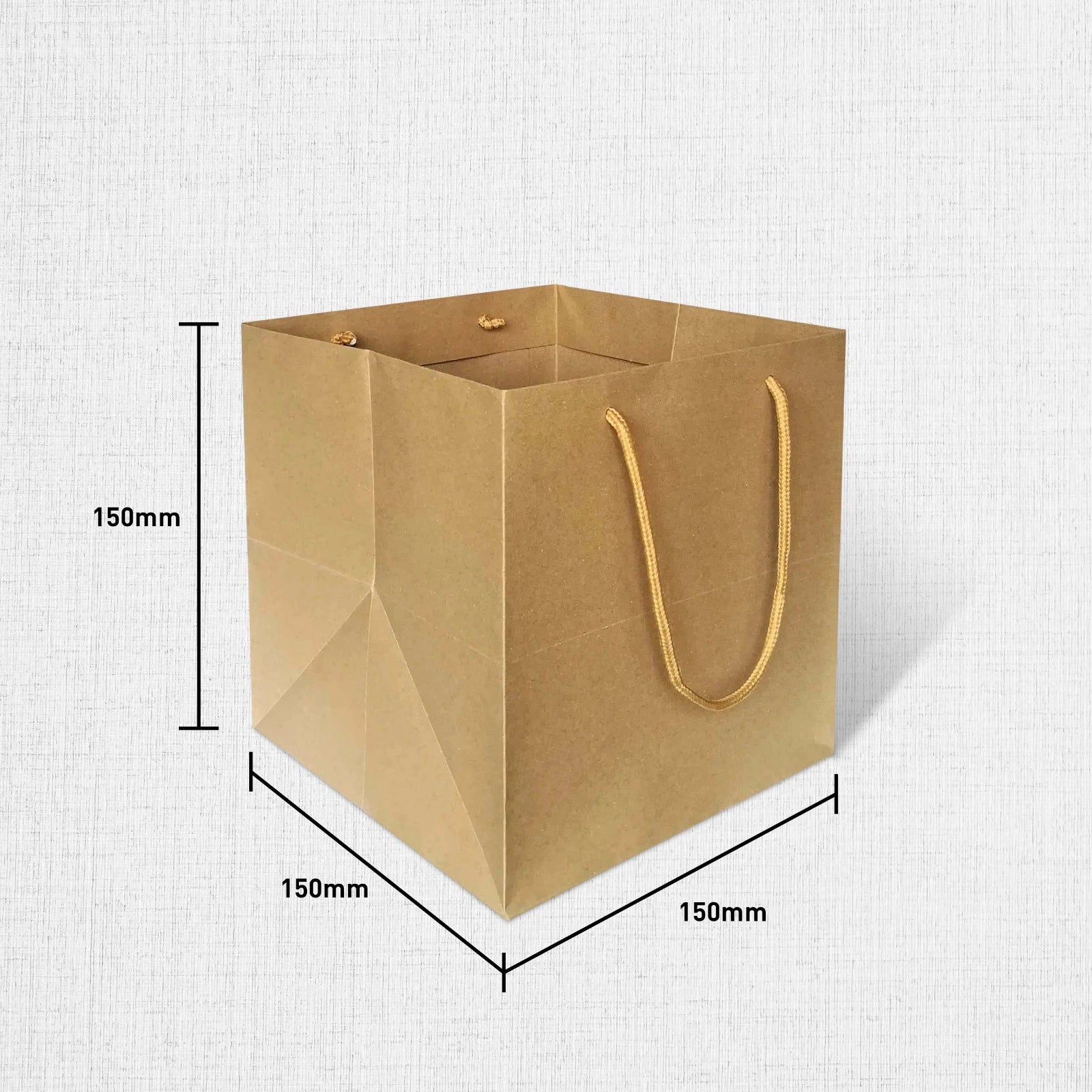 Kraft Square Cake Bag Size XXS (SQ06) - 150 X 150 X 150 mm dimensions for wholesale order
