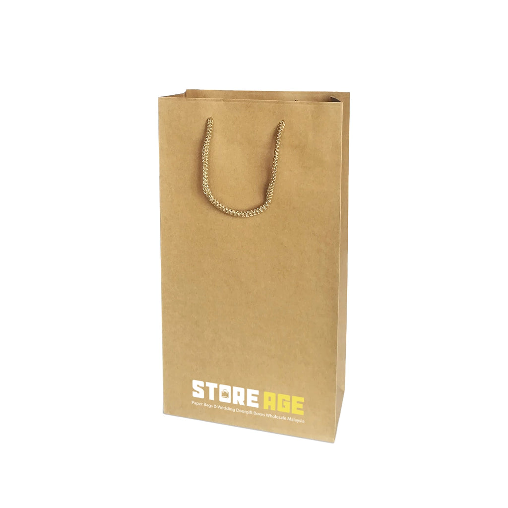 Kraft Wine Bag Size M - 200 X 100 X 370 mm dimensions for wholesale custom order Malaysia